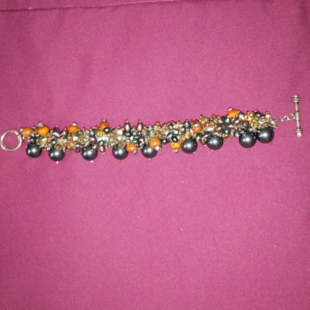 Crystal Citrine/Hematite Vintage Silver Bracelet